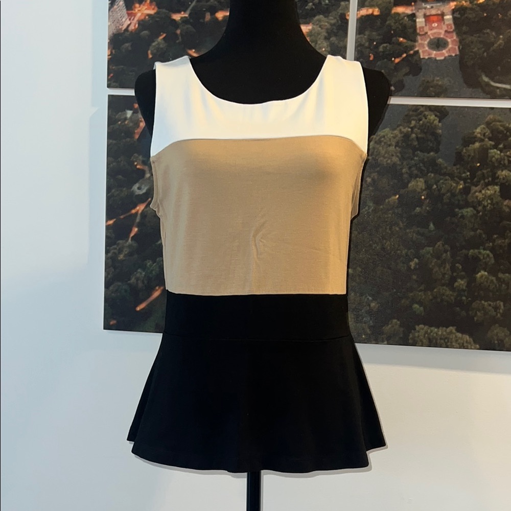 Colorblock Sleeveless Peplum Top